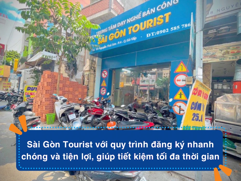 Sài Gòn Tourist với quy trình đăng ký nhanh chóng và tiện lợi, giúp tiết kiệm tối đa thời gian cho các học viên tại Gò Vấp